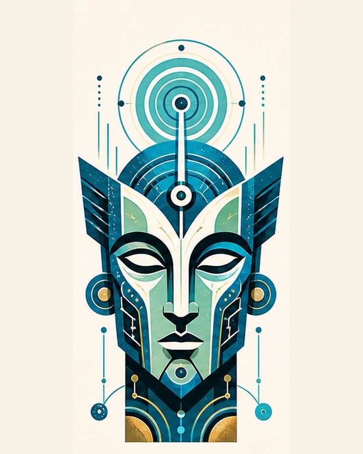 Blue Tomorrowland signal scout mask artwork