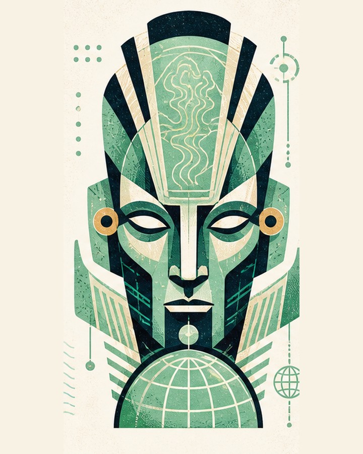 Green Tomorrowland worlds mask artwork