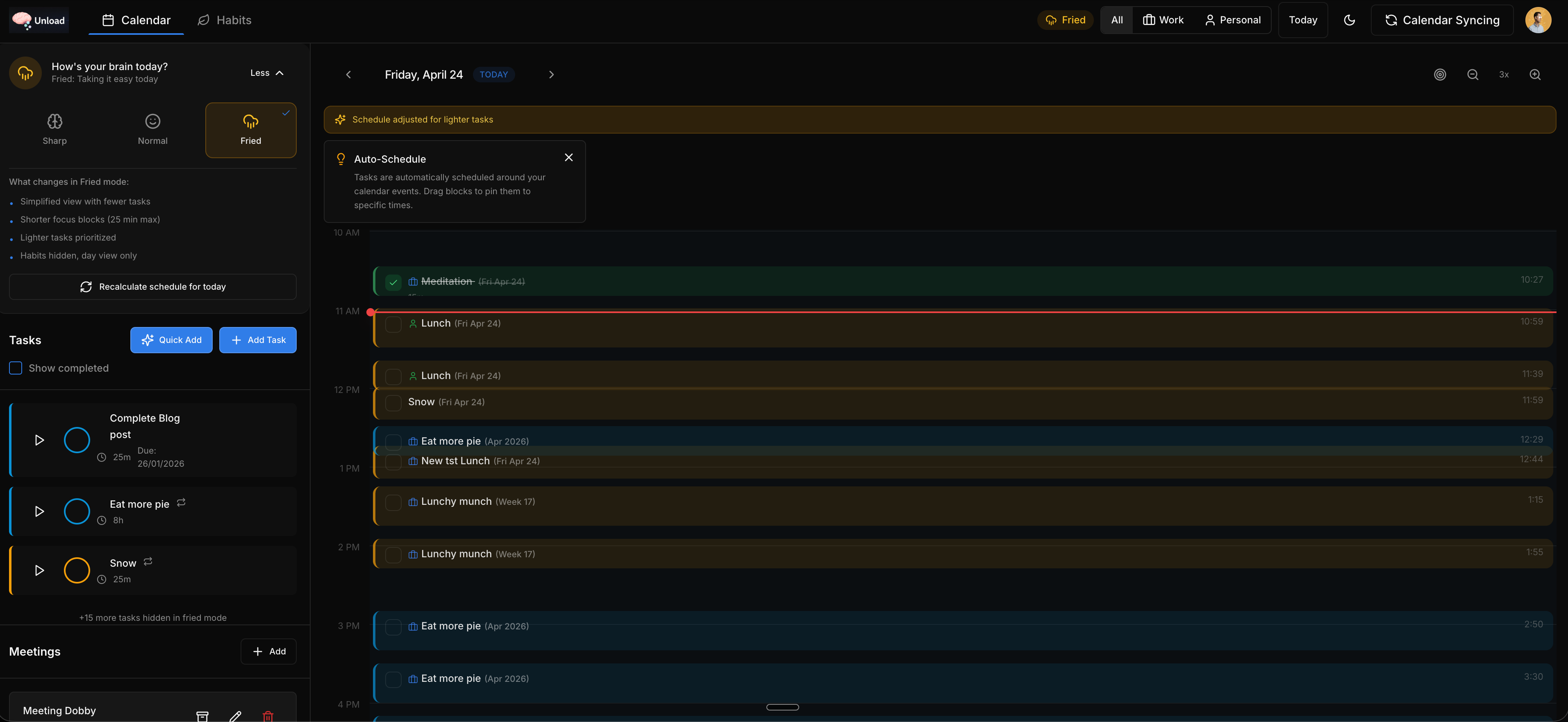 Unload Brain Mode toggle